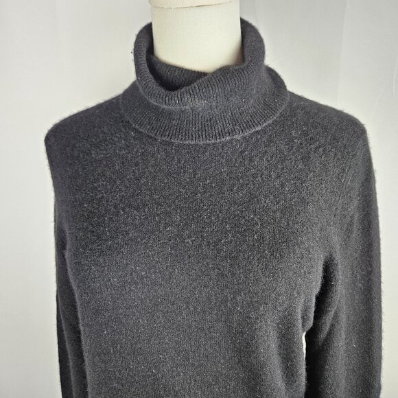Victor Alfaro Sweater Medium Women Black Turtleneck 100% Cashmere Classic Luxury - Picture 2 of 7